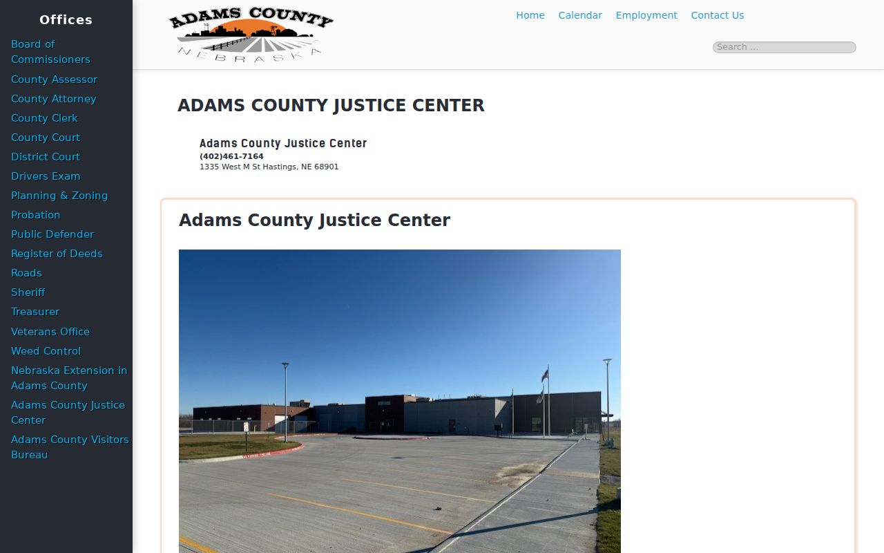 Adams County traffic warrant records, justice center context