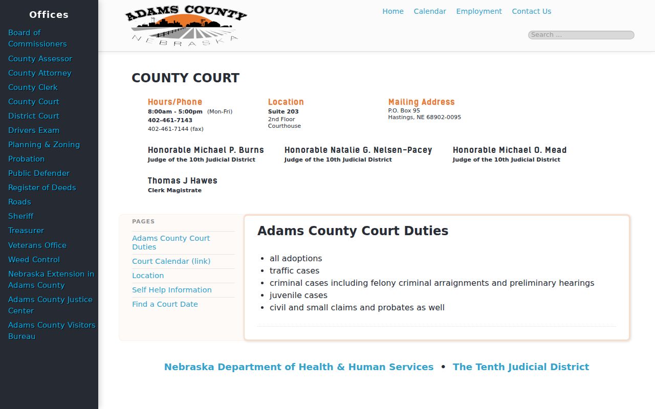 Adams County warrant records, county court courthouse context